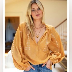 SALE!🌸 EMERSON FRY ~ India Collection ~ Bardot Embroidered Blouse ~ Honey